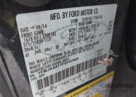 2015 Ford Expedition El Limited from USA, damaged, VIN 1FMJK2AT7FEF07553